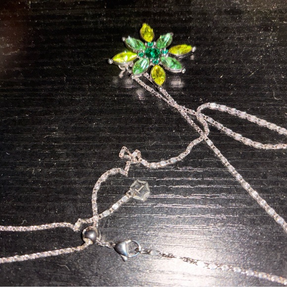 Touchstone Crystal Silver Green Nature-Inspired Necklace - Picture 6 of 6
